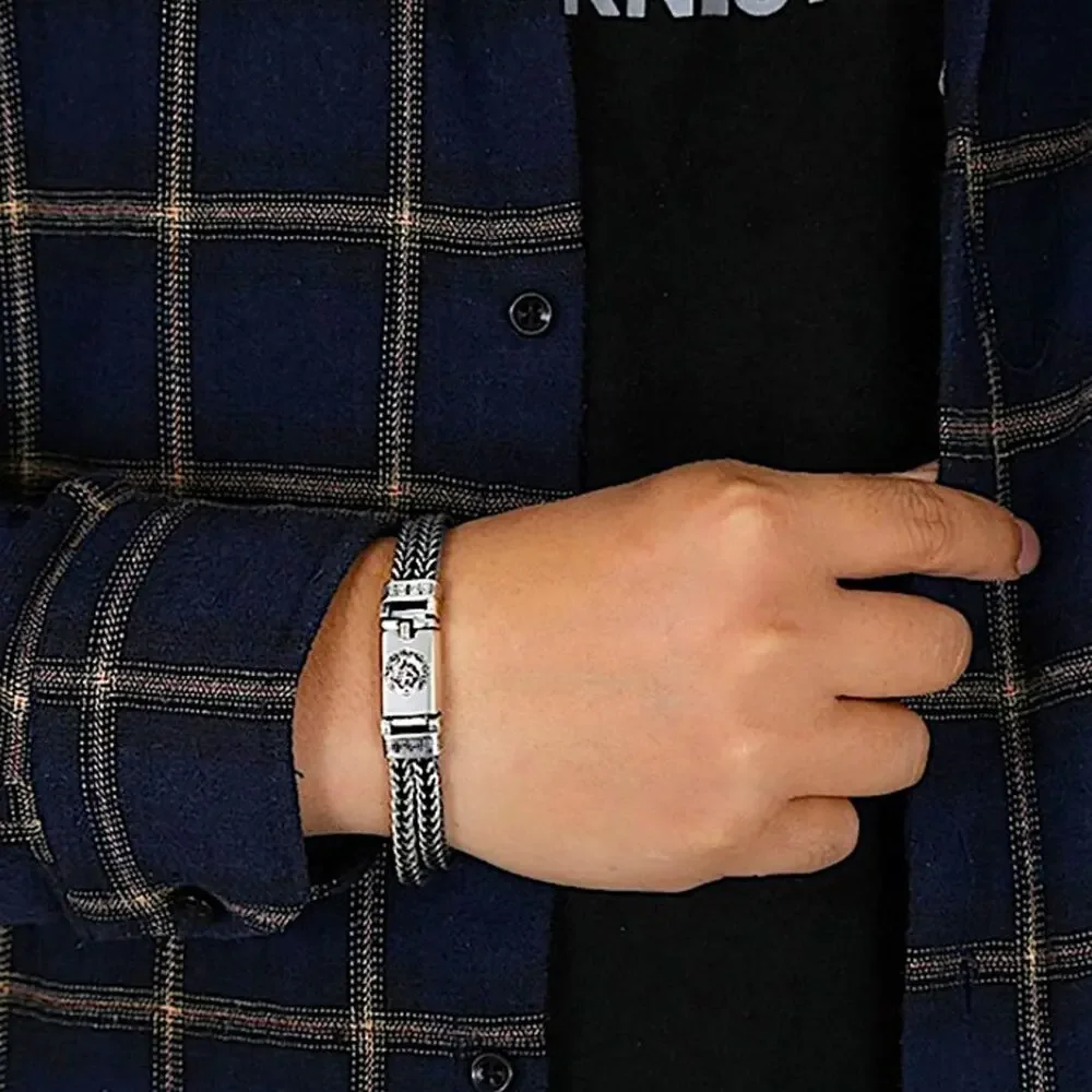 Stainless Steel Chain Link Bracelet, Mantra, Curb Hand Woven Fashion Jewelry